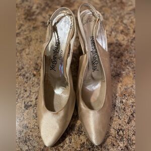 VTG YSL sling back satin pumps. *DAMAGED*